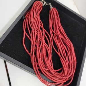 VINTAGE 80s Red Beaded Necklace